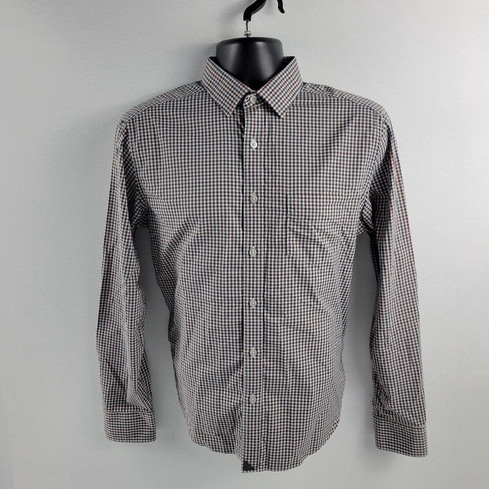 Untuckit dress shirt button down plaid M mens blue red 3303 slim fit
